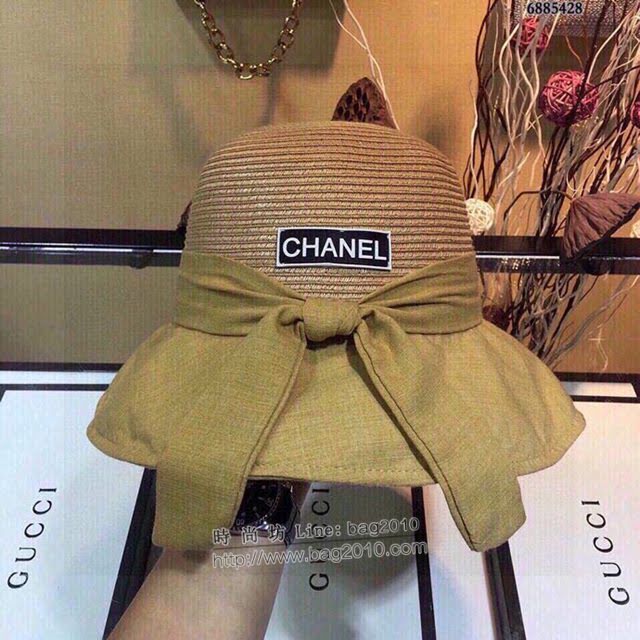 Chanel女士帽子 香奈兒蝴蝶結可折疊禮帽草帽 Chanel遮陽帽  mm1012